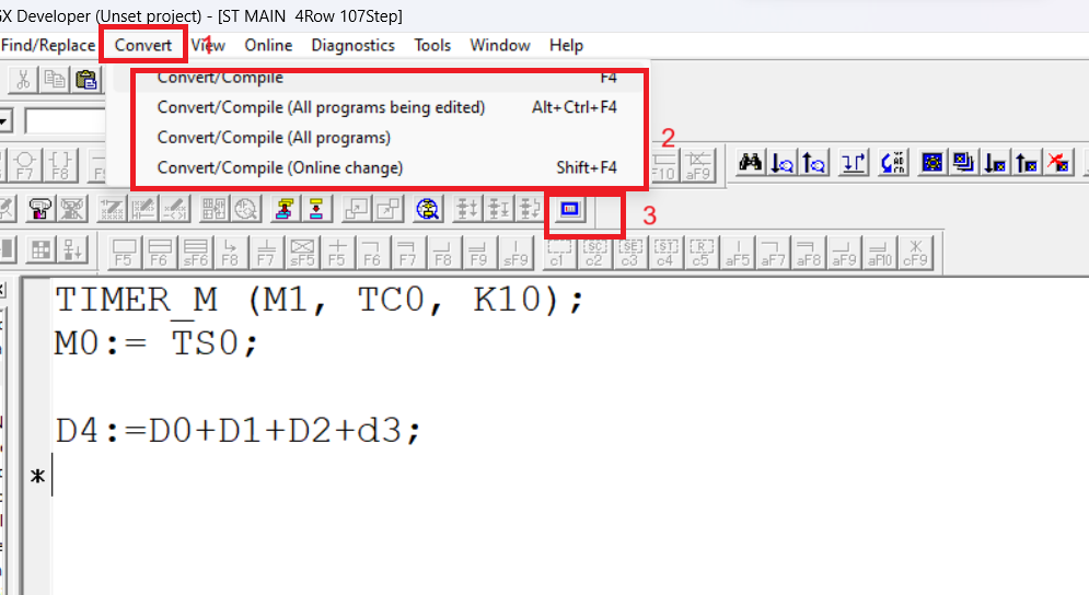 Simulation of Structured text Program in Mitsubishi